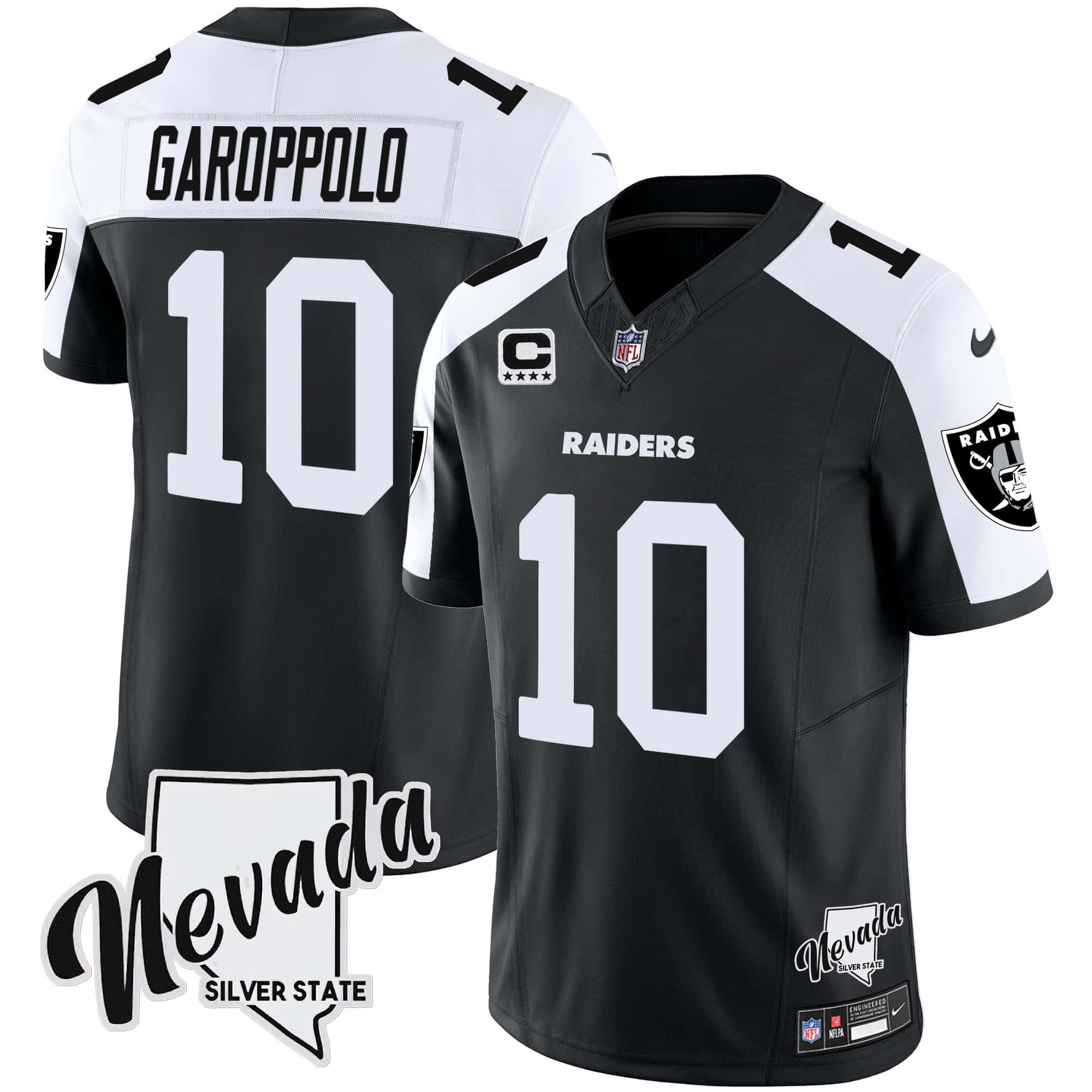 Men Oakland Raiders #10 Garoppo Black 2024 Nike Nevada Silver State Patch Vapor NFL Jersey->indianapolis colts->NFL Jersey